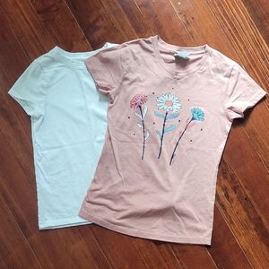 Floral Graphic Kids T-Shirt Set - Pink and White